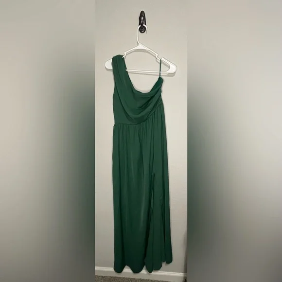 slim fit dress slacks Off The Shoulder Dark Green Pleats Long Wedding Guest Dress main image 0